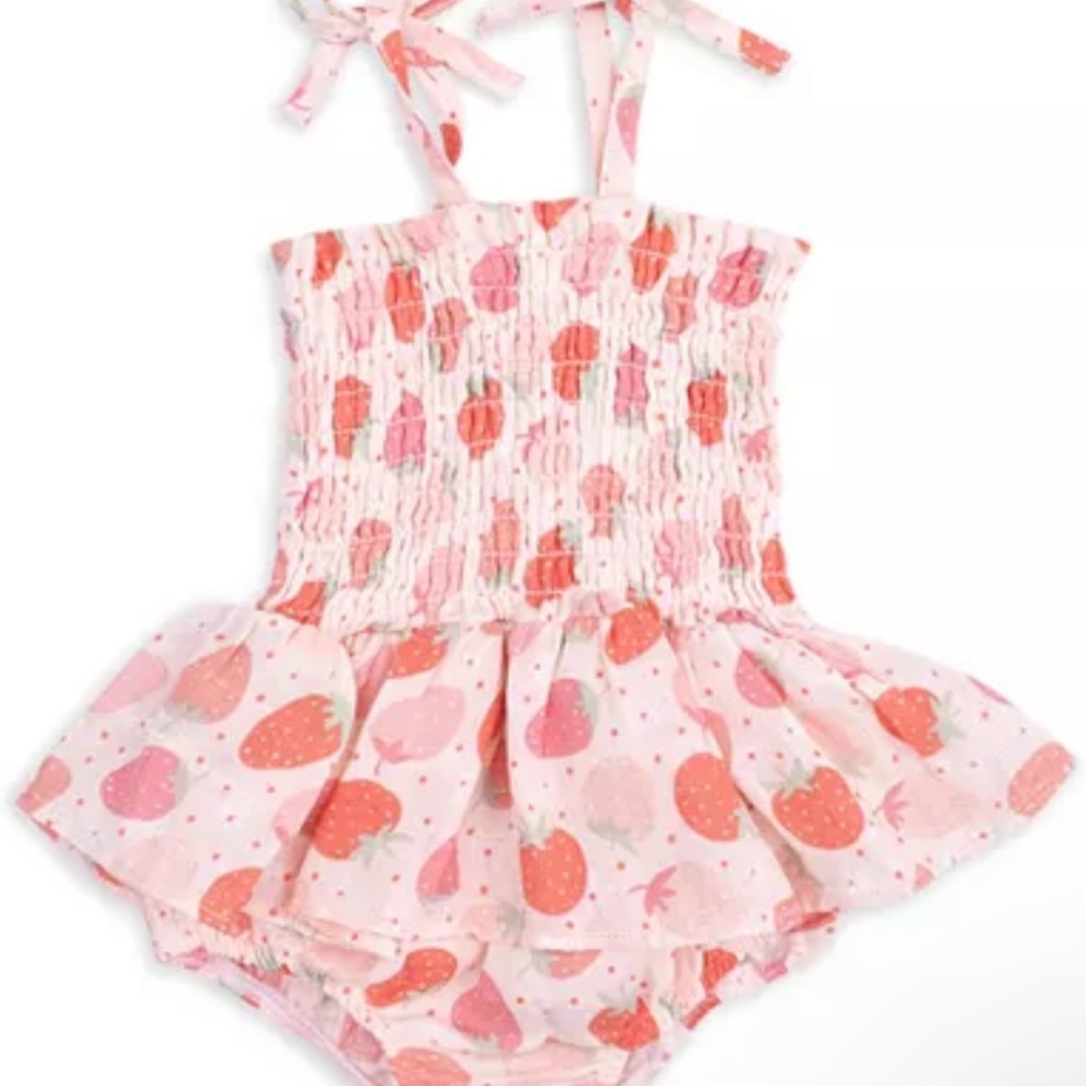 Pink Strawberry Print Baby Romper
